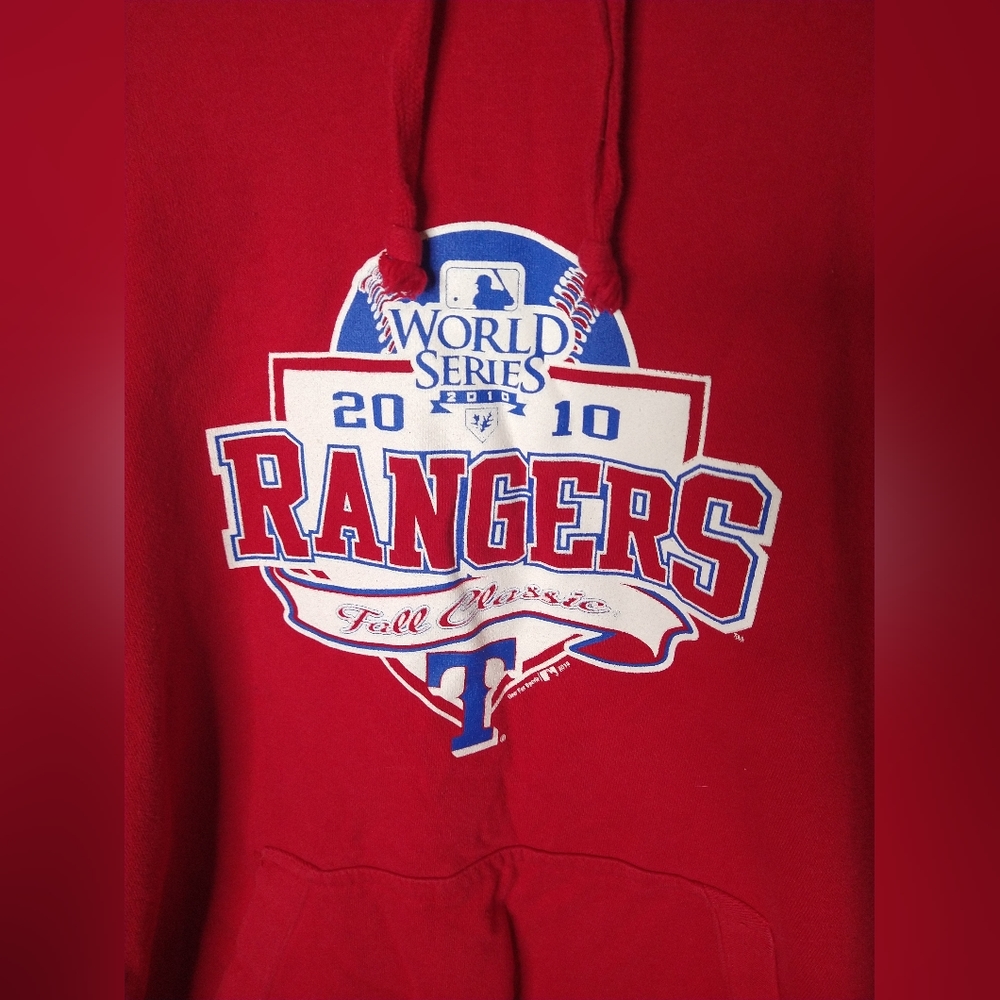 Texas Rangers 2010 World Series Sweat Shirt Red 2 XL Baseball Big Cotton - Picture 10 of 10